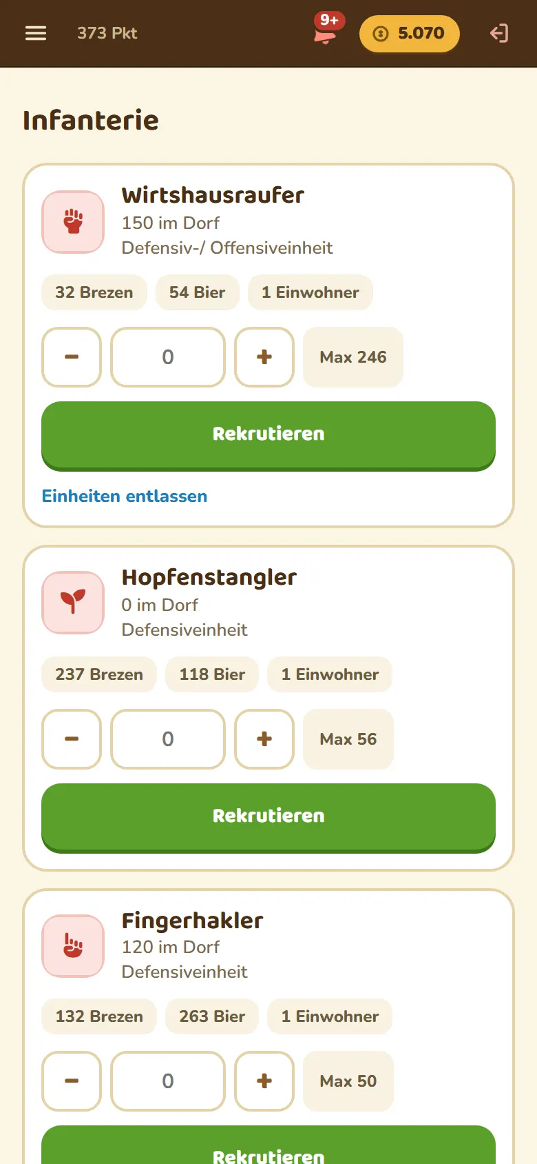 Screenshot: Truppen ausbilden