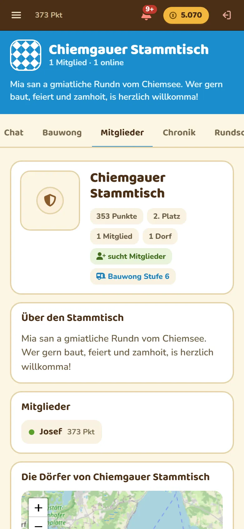 Screenshot: Dein Stammtisch