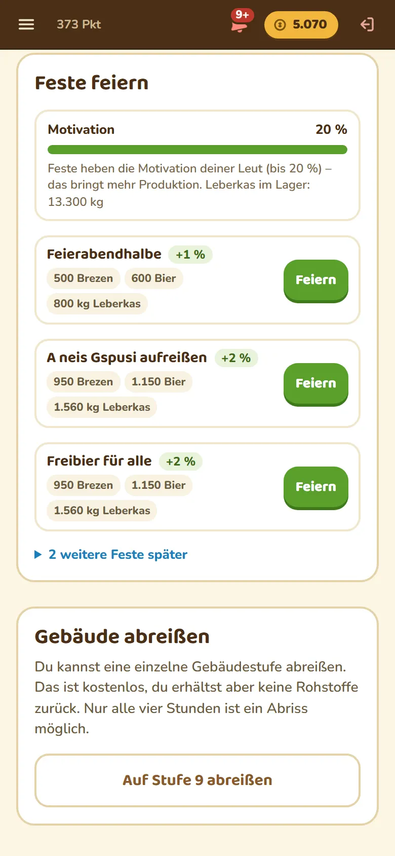 Screenshot: Feste feiern